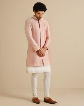 men embellished regular fit sherwanis