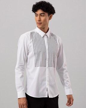 men embellished slim fit shirt