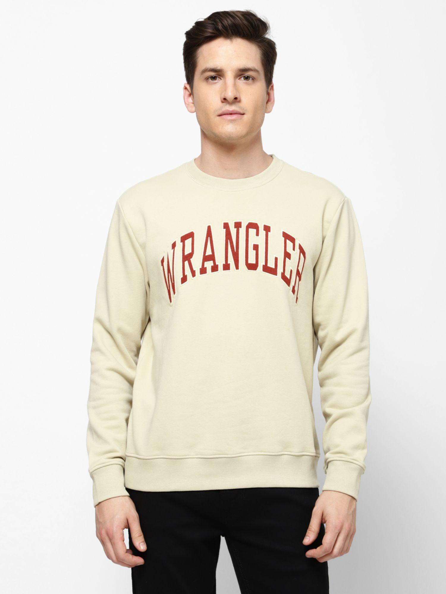 men embroidered cream sweatshirt (regular)