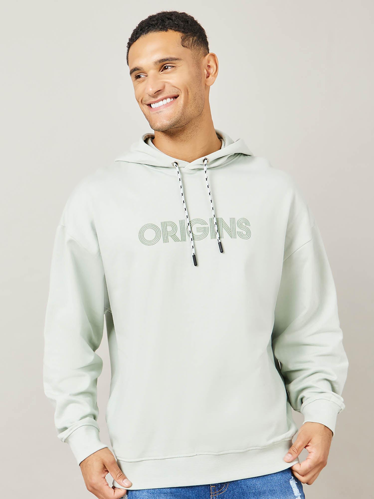 men embroidered oversized fit hoodies and sweatshirts granite cotton