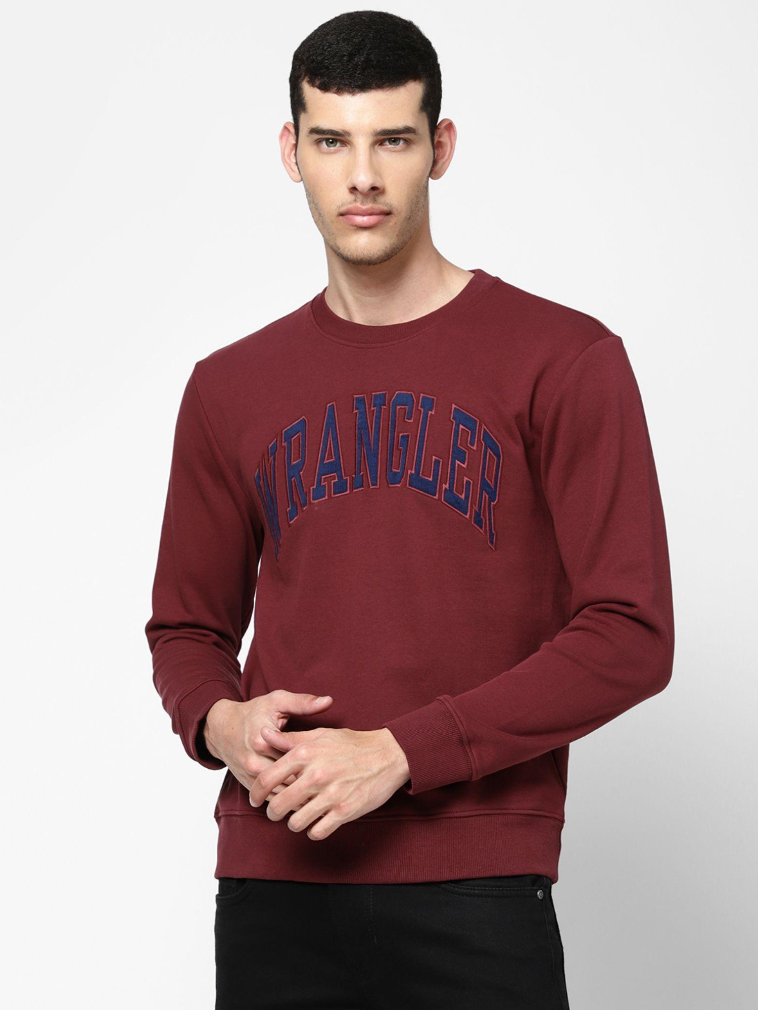 men embroidered red sweatshirt (regular)