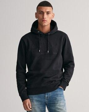 men embroidered regular fit hooded sweatshirt