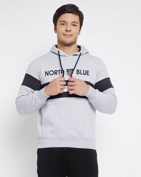 men embroidered regular fit hoodie