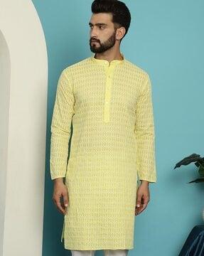 men embroidered regular fit kurta