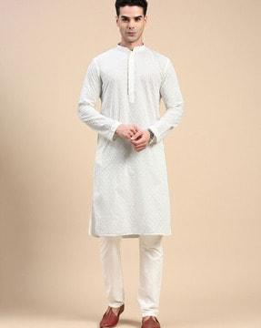 men embroidered regular fit kurta