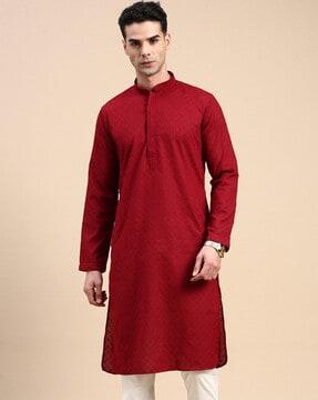 men embroidered regular fit kurta