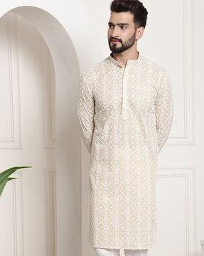 men embroidered regular fit kurta