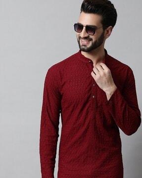 men embroidered regular fit kurta