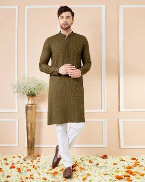 men embroidered regular fit kurta