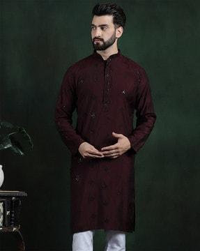 men embroidered regular fit kurta