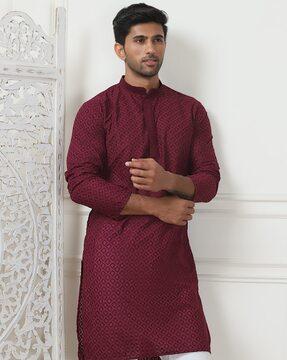 men embroidered regular fit kurta