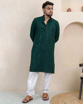 men embroidered regular fit kurta