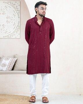 men embroidered regular fit kurta