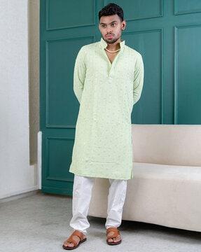 men embroidered regular fit kurta