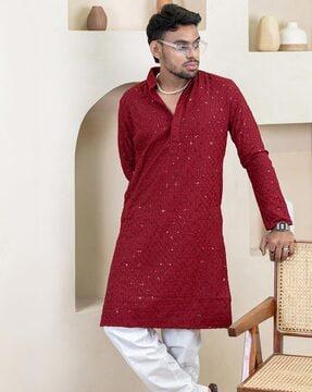 men embroidered regular fit kurta