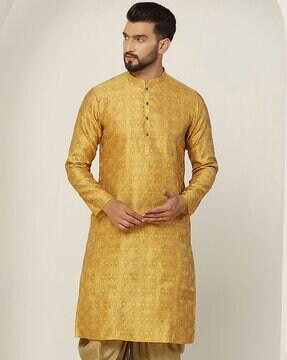 men embroidered regular fit long kurta