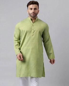 men embroidered regular fit long kurta