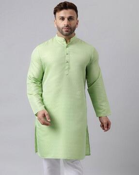 men embroidered regular fit long kurta