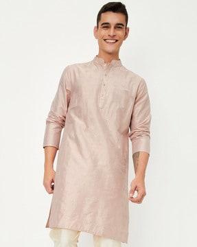 men embroidered regular fit long kurta