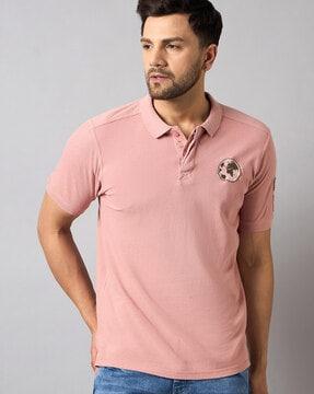 men embroidered regular fit polo t-shirt with short sleeves