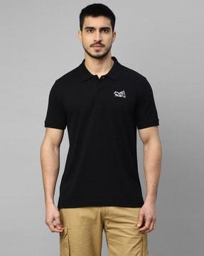 men embroidered regular fit polo t-shirt