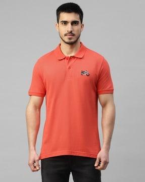 men embroidered regular fit polo t-shirt