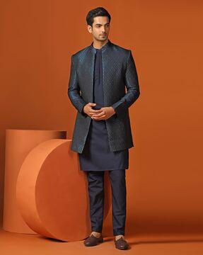 men embroidered regular fit sherwani