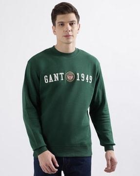 men embroidered relaxed fit crew-neck sweatshirt