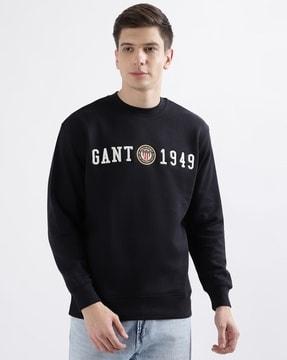 men embroidered relaxed fit crew-neck sweatshirt