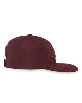 men embroidered snapback cap with stitched detail