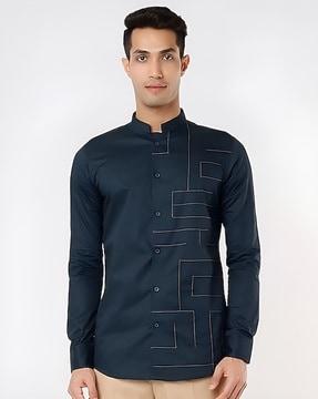 men embroidered tailored fit shirt