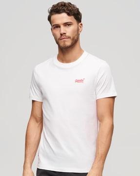 men essential logo embroidered slim fit crew-neck t-shirt