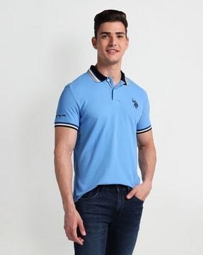 men extra slim fit polo t-shirt with logo embroidery