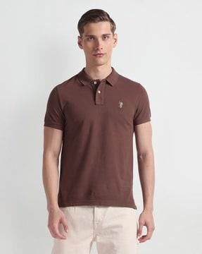 men extra slim fit polo t-shirt with logo embroidery