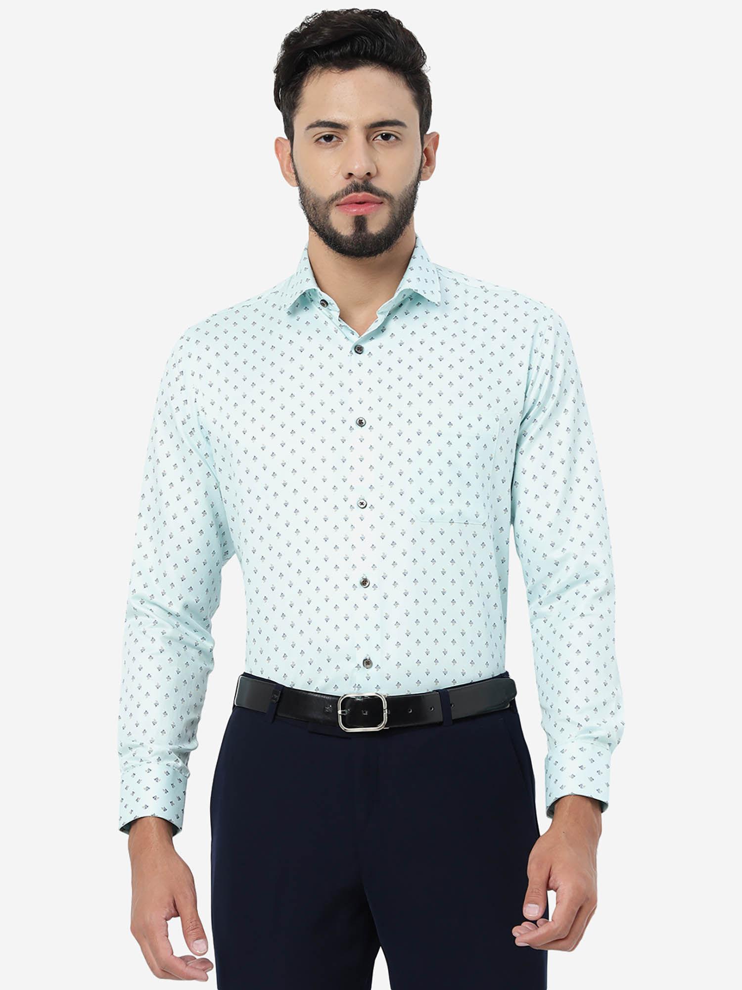 men firozi cotton blend slim fit printed formal shirt