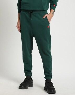 men fitted joggers with elasticated drawstring waist