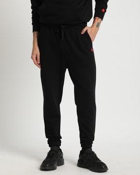 men fitted joggers with elasticated drawstring waist