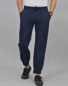 men fitted joggers with elasticated drawstring waist