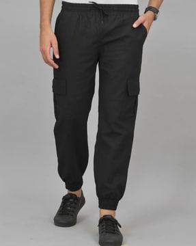 men fitted joggers with elasticated drawstring waist