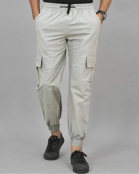 men fitted joggers with flap pockets