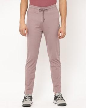 men fitted track pants with drawstring waist