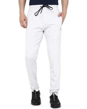 men fitted track pants with drawstring waist