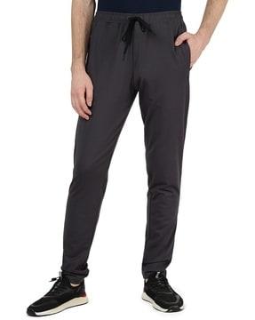 men fitted track pants with drawstring waist