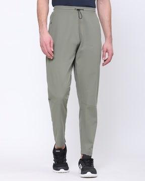 men fitted track pants with drawstring waist