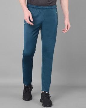 men fitted track pants with elasticated waistband