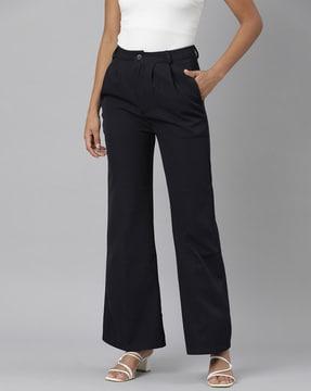men flared pleat-front trousers
