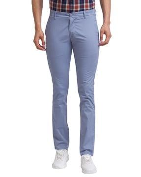 men flat-front ankle-length trousers
