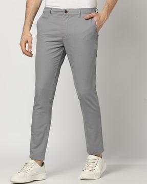 men flat-front cropped fit chinos