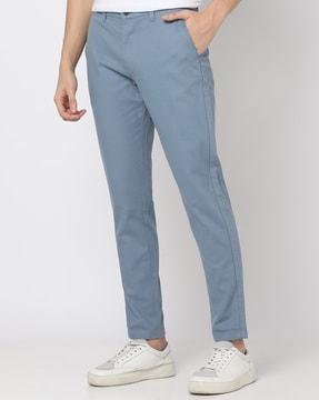 men flat-front cropped fit trousers