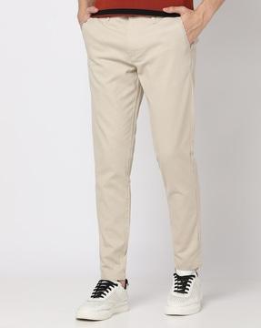 men flat-front cropped fit trousers